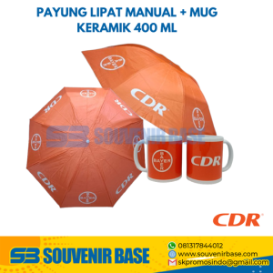 Payung lipat manual & Mug keramik 400 ml - CDR Bayer