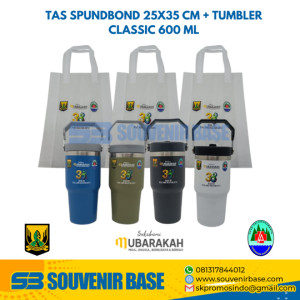 Tumbler classic 600 ml & Tas spundbond 25x35 cm - Mubarakah